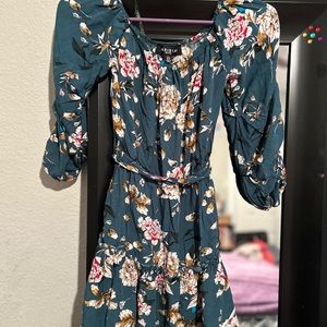Parisian Dark Green Floral Mini Dress size Petite 4